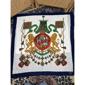 vintage hermes scarf Crest Lions Classic Retro Glam Corp 33x33 Inches